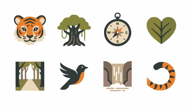 International tiger day forest ecosystem and safari elements
