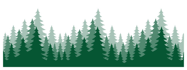 Obraz premium Forest Icon set silhouette, Clipart vector illustration. PNG. Editable stroke. Christmas tree. Coniferous spruce panorama. 