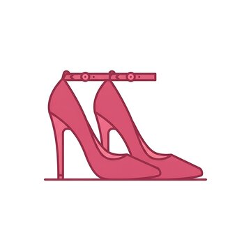 Minimalist flat vector illustration of a pair of elegant pink high heel shoes.
