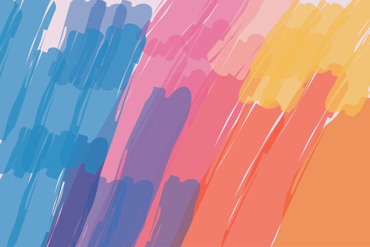 Vibrant abstract background with colorful paint brush strokes in blue, pink, purple and orange tones