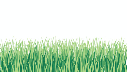 Obraz premium Lush green grass field border growing upwards against a clean white background in a realistic vector illustration style.
