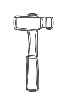 Single line of a ball peen hammer tool simple minimalist