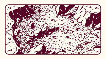Crater Landscape Illustration, Rocky Surface, Space Exploration Concept