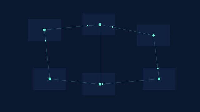 Abstract Network Scene with Connecting Dots in Motion.