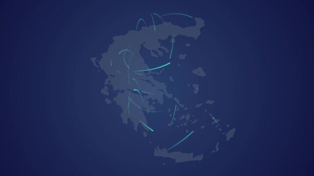 Greece Map with Glowing Network Lines, Big Data, Internet and Smart Connectivity Illustration