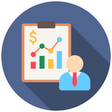 Broker Rounded Flat Color Icon. Mini Illustration For Modern Concept, Ui, Ux Web And App Development. Related To Export And Import, Business Logistics.
