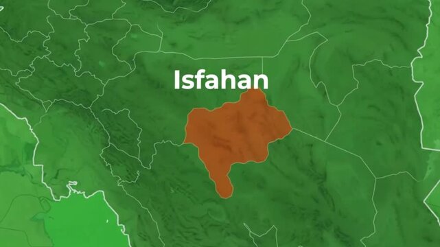 Animated map highlighting isfahan province within iran borders