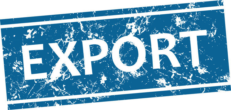 Distressed red export stamp with stars international trade and shipping seal