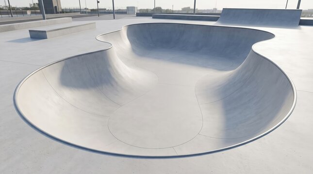 Empty Concrete Skate Park Bowl for Extreme Sports and Urban Recreation