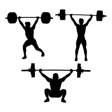 silhouette illustration of a weightlifter competing