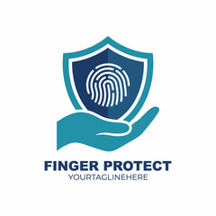 Obraz premium This logo portrays a secure fingerprint within a shield, symbolizing safety and protection in a digital age, perfect for tech companies focused on security solutions.