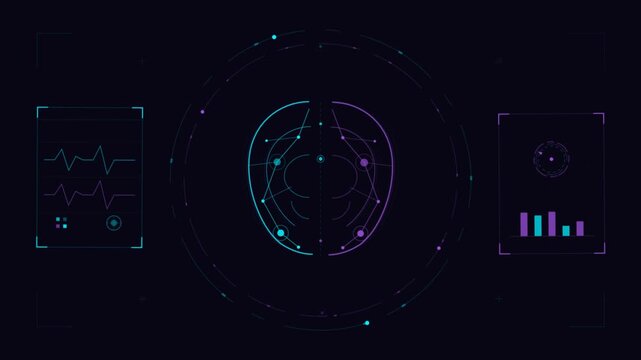 Futuristic data visualization scene in motion.