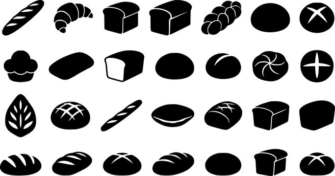 set vector various bread silhouettes
