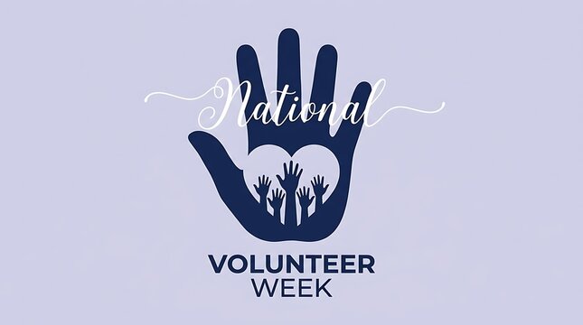 National volunteer week illustration hands symbolizing community support and charitable giving