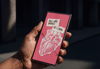 Mockup of Hand holding Smartphone