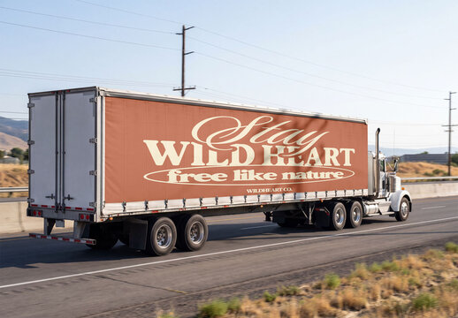 Mockup of Truck on Highway in USA