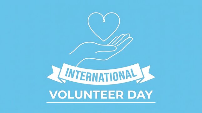 International volunteer day graphic hand holding heart charity giving awareness