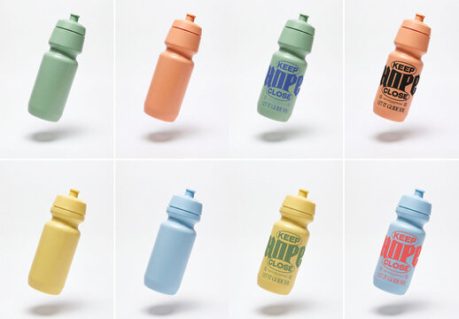 Colorful Water Bottle Mockup