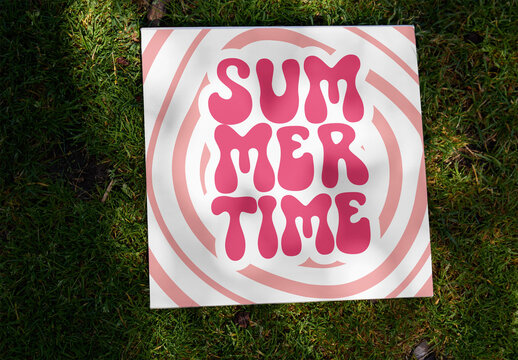 Mockup of Vinyl Cover on Grass Surface