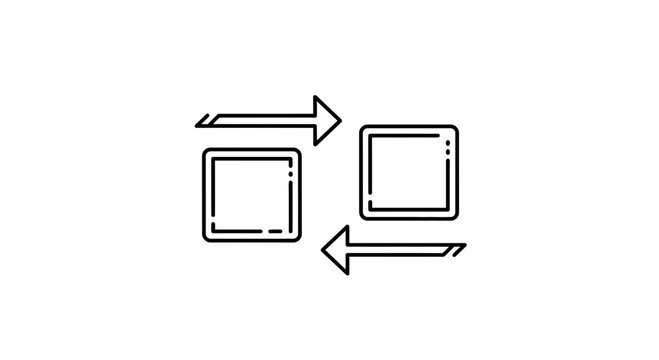 Two squares with arrows indicating exchange or transfer of information or data
