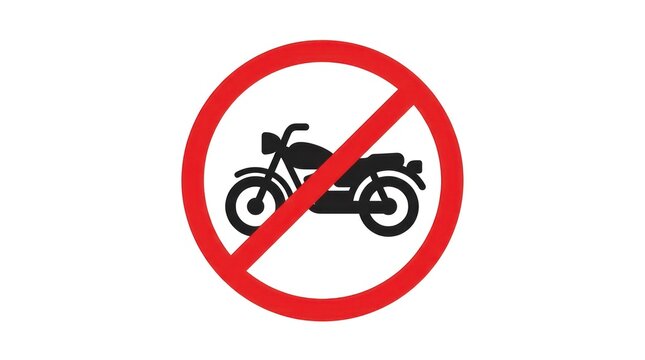 No motorcycles sign, vector illustration depicting a prohibition on motorbikes.