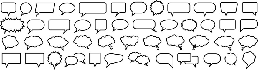 Fototapeta premium Speech Bubble Outline Icons and Comic Balloon Set