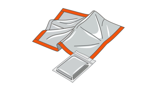 Emergency thermal space blanket illustration for survival kits and first aid equipment