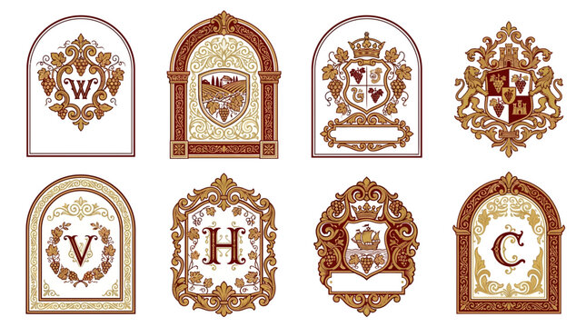 Ornate Vintage Crests and Logos - Heraldic Design Elements