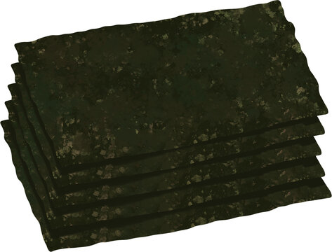 Stack of roasted seaweed sheets, traditional Korean Gim laver vector illustration