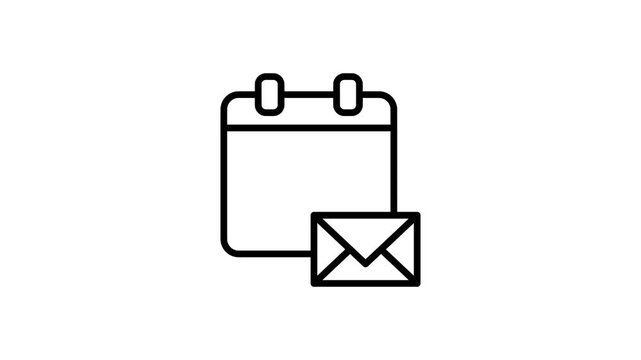 Invitation date animated icon. Calendar or schedule with email for time, reminder, appointment, meeting agenda, planner, timeline, organization, ceremonial and event. 4K video with alpha channel