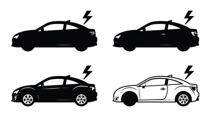 Fototapeta premium Car vector icon set representing electric vehicles