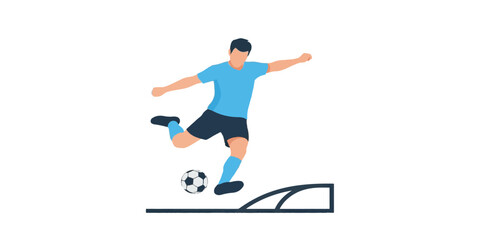 Obraz premium Soccer player kicking ball towards the goal