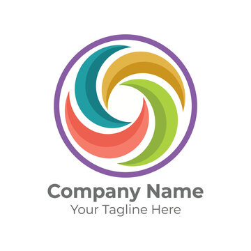 This logo design features vibrant spiraled shapes in multiple colors, symbolizing dynamism and versatility, making it perfect for modern branding and corporate identity.