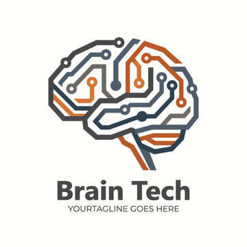 This logo features a brain designed with circuit patterns, symbolizing the intersection of technology and human intellect, representing innovative approaches to modern tech.