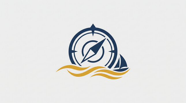 Compass Navigation and Sailboat Logo Vector for Columbus Day Maritime Celebration
