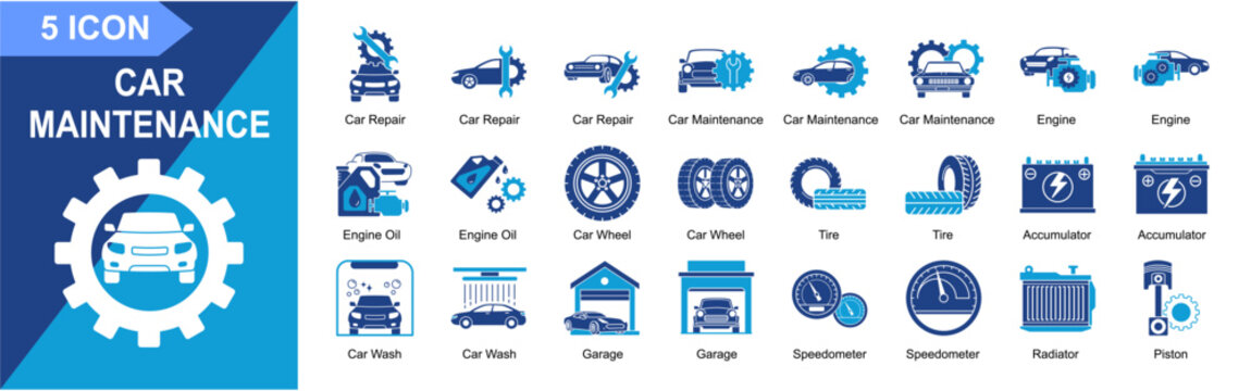 Car Maintenance Icon Set Solid