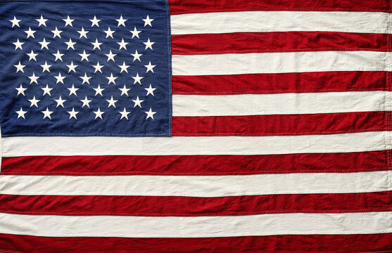 Vintage US Flag Textured Fabric Background