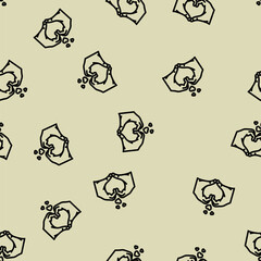 Fototapeta premium hands heart gesture line seamless pattern hands heart gesture thin line illustration
