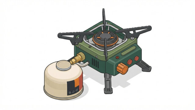 Portable camping stove with fuel canister, ideal for outdoor cooking adventures