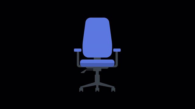 Animated Ergonomic Office Chair Swivel Loop on Alpha Channel