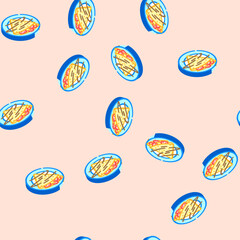 Fototapeta premium duck confit french cuisine isometric seamless pattern. duck confit french cuisine sign illustration