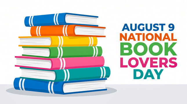 Colorful books stack celebrating national book lovers day