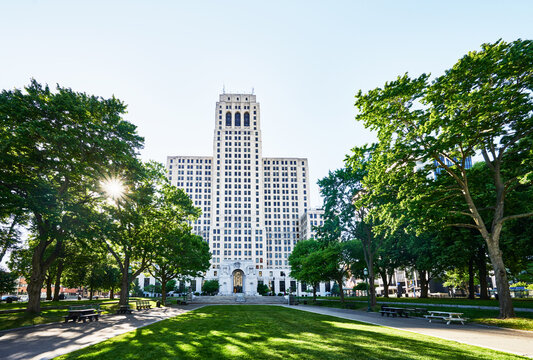 The 34-story Alfred E. Smith State Office Building in Albany, New York, a notable Art Deco skyscraper completed in 1930