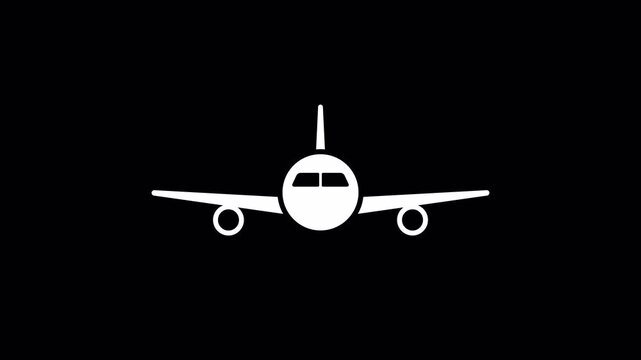 Front View Jet Airplane Wing Flex Animation Loop on Alpha Channel