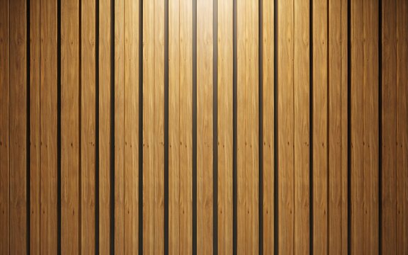 Vertical wooden slats wall background with warm lighting