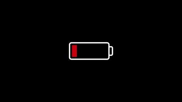 Low Battery Flashing Warning Icon Seamless Loop on Alpha Channel