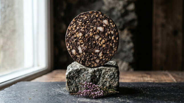 Stornoway Black Pudding Rustic Slate Dramatic Scottish Artisan