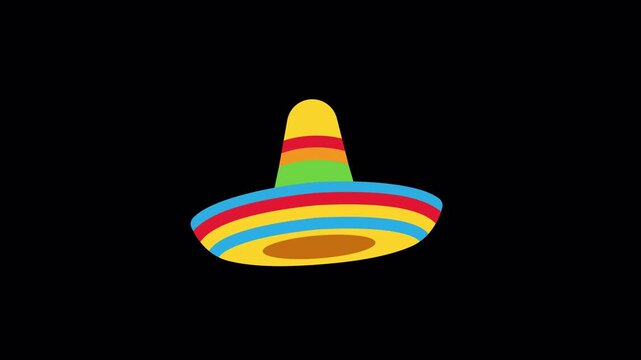 Stylized Colorful Straw Sombrero Motion Graphic on Alpha Channel