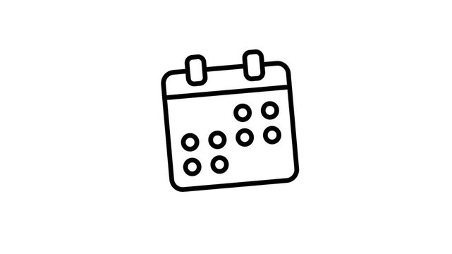Appointment date animated icon. Calendar or schedule with check mark for time, reminder, meeting agenda, planner, timeline, organization, ceremonial and event. 4K video with alpha channel