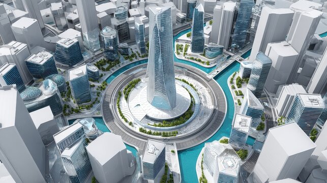 skyscraper in futuristic city background image featuring architecture, urban, modern